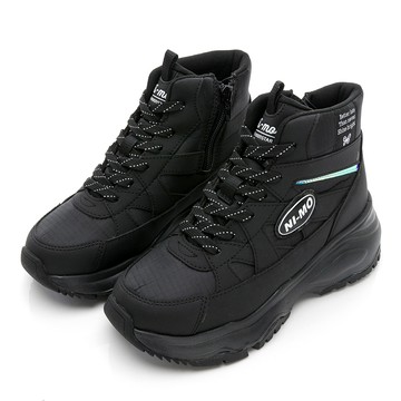 NI-MO系列輕巧休閒防水短筒老爹鞋-黑