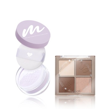 MKUP 美咖【新品上市】零油光輕透氧氣蜜粉+天生骨感四色修容盤