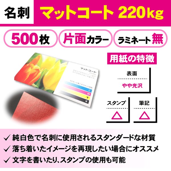 一般名刺　500枚　片面　マットコート220kg　ラミネート無し