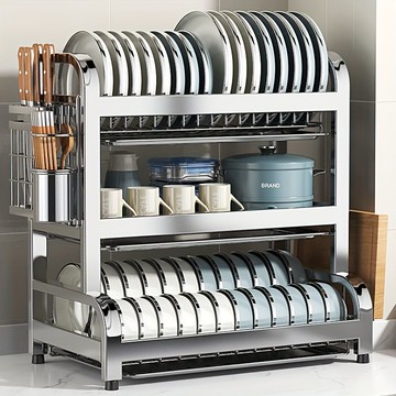 不銹鋼廚房置物架碗碟碗盤收納架瀝水架多功能家用放碗架碗筷碗柜