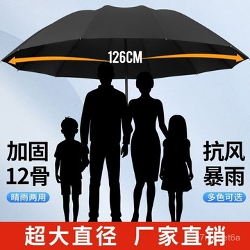 下殺熱賣好物🚀🚀加粗加厚超大號晴雨傘折疊結實耐用男女黑膠太陽傘三折雨傘大號 Z8XR