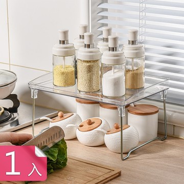 荷生活 透明PET加粗加厚折疊置物架 廚房衛浴收納分層架 一入組 1個
