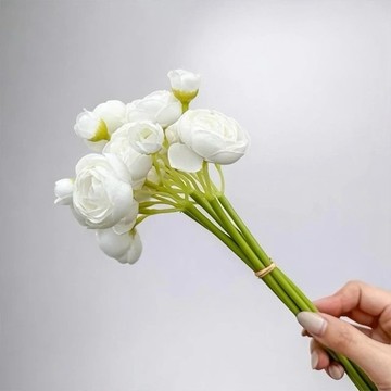 法式浪漫復古茶花優雅白仿真花花材(6入組)