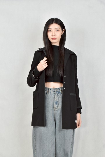 (XS（含）以下) miu miu黑色排釦西裝外套