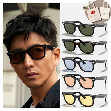 【RayBan 雷朋】Wayfarer亮黑膠框太陽眼鏡(RB2140F 多款任選)