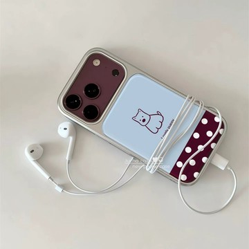 ✨iphone保護殼✨撞色波點小狗適用蘋果18Promax手機殼iPhone17膚感16水凝殼15女14