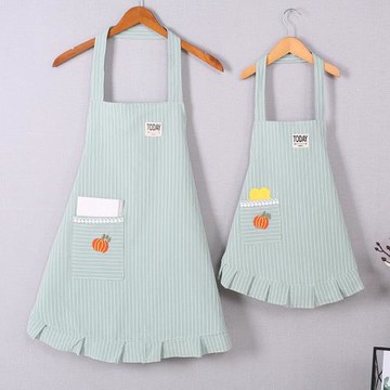 日系條紋親子圍裙母女烘培小孩畫畫卡通罩衣幼兒園吃飯防水污圍兜