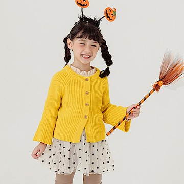 針織麻花圓領喇叭袖排釦外套-OB嚴選