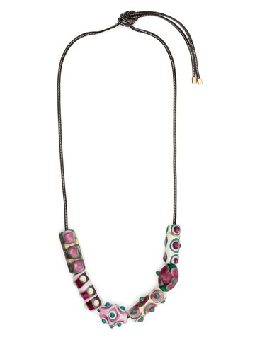 colville - Beatle beaded necklace - women - Porcelain/Calf Leather - One Size - Pink
