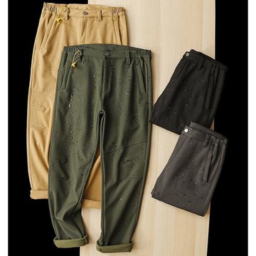 長鳳洲戶外鳥系防風防水耐磨冬季加絨保暖直筒軟殼沖鋒休閑褲男潮