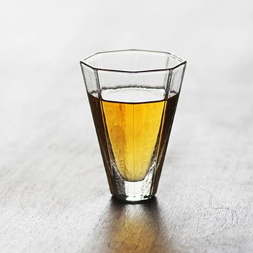 中式八角特色錘紋品茗杯 耐熱玻璃功夫茶杯品杯酒具