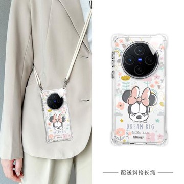 【Disney正版】適用vivox200Pro手機殼秋冬新款掛繩手提vivox200簡約可愛透明防摔vivox200Promini個性潮牌女