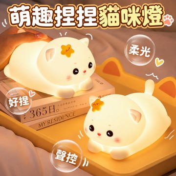 [⭐隔日到貨 免運費] 夜燈 萌趣捏捏貓咪燈 解壓小燈 按壓式夜燈 貓咪夜燈 小禮物 解壓暖光燈 紓壓小物