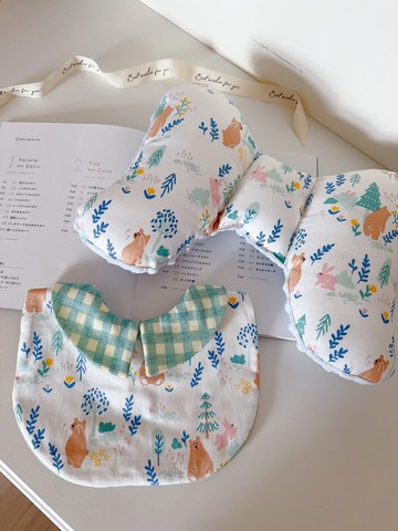 棕熊森林 嬰兒禮物 蝴蝶枕領兜 彌月禮滿月禮 新生兒禮物