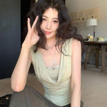 【WYZ】2026夏季蕩領純欲辣妹法式蕩領高級感小衆正肩背心無袖T恤上衣女