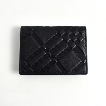 名片夾 黑色立體斜格壓紋真皮卡夾【NW540】