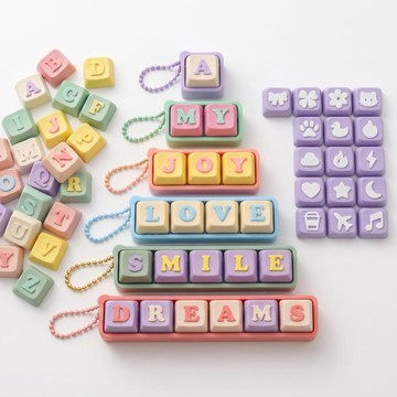 🛒臺灣24h🌳3D打印鍵盤字母名字圖案emoji解壓點擊器機械按鍵掛件擺攤