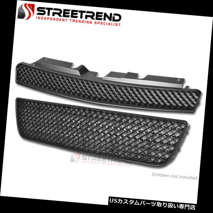 USグリルガード 0616インパラマットブラックメッシュフロントフードアッパー+ロワーバンパーグリル2PC用 For 0616