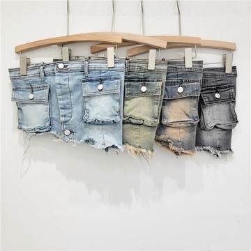 ParrotFashion復古辣妹牛仔不規則工裝大口袋外穿設計感氣質短版彈力抹胸上衣女