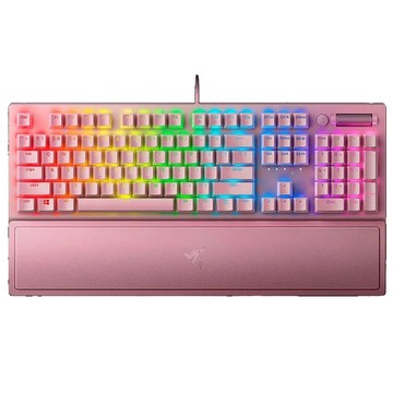 Razer 雷蛇 黑寡婦蜘蛛 幻彩版鍵盤 V3 英文  RZ03-03541800-R3M1  綠軸  粉晶色  1個