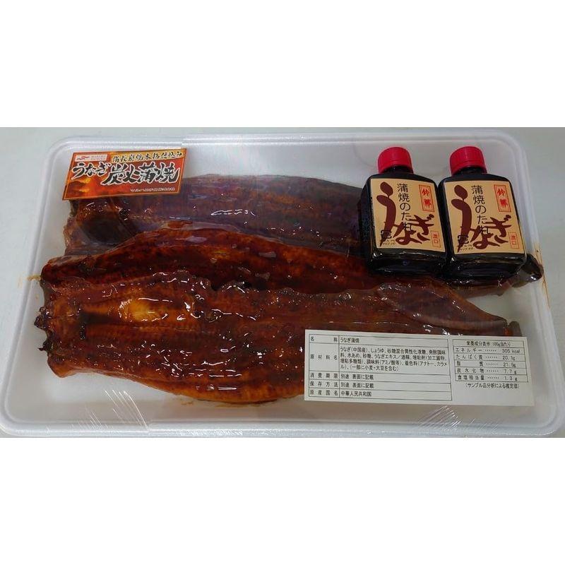 うなぎ 土用丑の日 「 備長炭焼き 本格仕込みで安全・やわらか・美味 」 超特大うなぎ炭火長蒲焼 （1枚約400g) 2枚セット （タレ2本