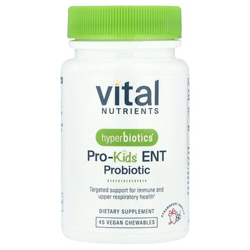 Vital Nutrients, Hyperbiotics®，PRO-Kids® ENT 益生菌，草莓香草味，45 片全素咀嚼片