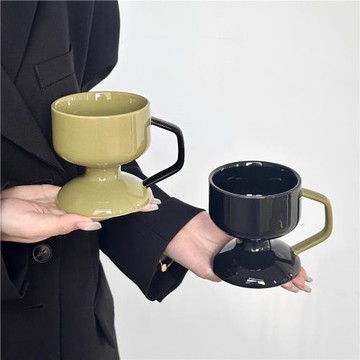 日本こうしつ陶瓷馬克杯高顏值小眾水杯咖啡杯下午茶高腳杯設計感