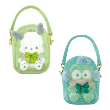 小禮堂 Sanrio 三麗鷗 手提絨毛窗口化妝包 (立體耳朵款) 帕恰狗 人魚漢頓