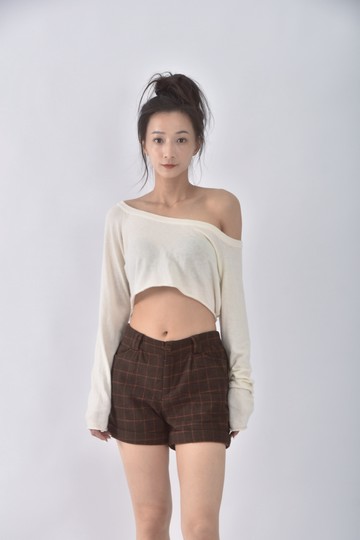 (S) tokyo fashion質感格紋棕色短褲