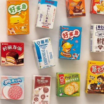 创意迷你零食盒子 冰箱贴磁贴 3d立体磁力貼 仿真日本食玩磁貼 diy手工磁铁装饰 冰箱裝飾貼 模型食物磁力貼