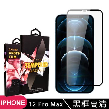 IPhone 12 PRO MAX 保護貼 滿版黑框高清玻璃鋼化膜手機保護貼