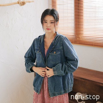 pnon-stop 率性水洗連帽牛仔外套-1色