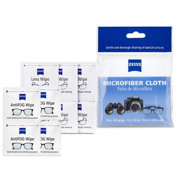 蔡司 Zeiss AntiFog Wipes 光學清潔防霧拭鏡紙 50張 + 拭鏡布 + 抗菌拭鏡紙 50張