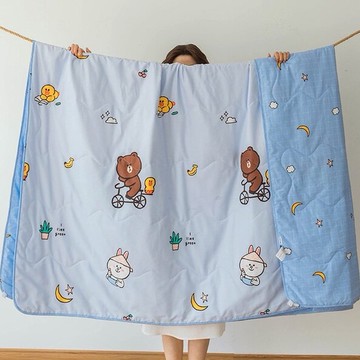 ✨LINE FRIENDS純棉雙面空調被 布朗熊大聯名款 夏季可水洗可機洗 卡通夏被單可愛卡通 被子棉被寢具