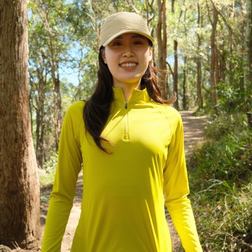 Wi 環保機能速乾拉鍊長袖 女款 芥末黃