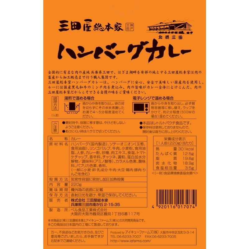 レトルトカレー 三田屋総本家ハンバーグカレー220g 三田屋総本家レトルトシリーズ