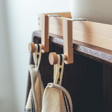 半宅日式木質鐵藝抽屜衣櫥柜門浴室毛巾桿無痕免打孔承重卡夾掛鉤