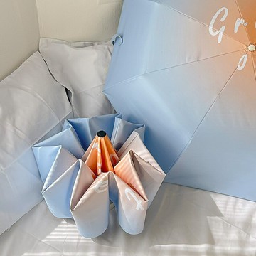 雨傘 折疊傘 防曬傘 女晴雨兩用遮防曬防太陽傘漸變色跨境風ins黑膠全自動紫外線雨傘