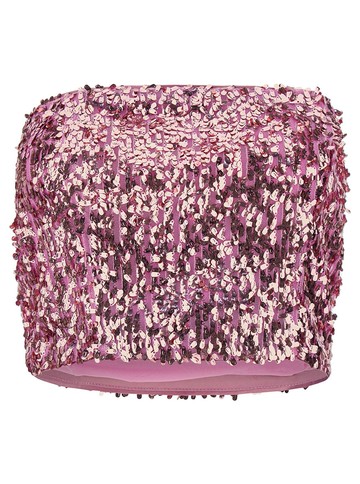 Pink Crop Top With All-Over Sequins In Recycled Fabric Woman