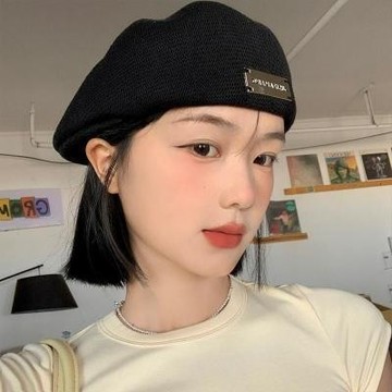 金屬標貝雷帽 春夏季透氣顯臉小反戴前進帽 日系大頭圍黑色帽子潮 日系復古反戴前進貝雷帽