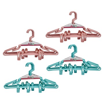 MIKA HOUSE 橘之屋 淑女衣架 附速乾透氣夾 掛勾可360度旋轉  粉 + 藍  2組