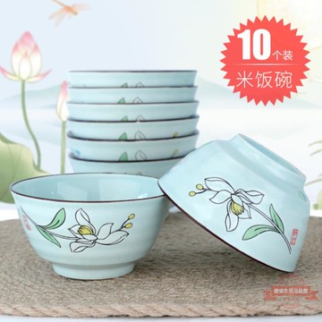 碗碟家用飯碗餐具套裝陶瓷碗10個裝小碗五寸日式北歐單個碗筷創意