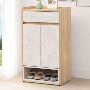 文創集 古利雙色2尺二門單抽鞋櫃-60x40x108cm免組