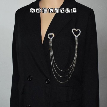 三件立減29🔥臺灣出貨🔥可開發票✅新款網紅超閃鑲鑽長款鏈條流蘇胸針女胸花別針休閒西裝領針潮