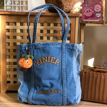 帆布包 ins韓版百搭牛仔單肩包女 chic大容量學生帆布袋女士手提包通勤包