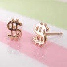 B1690 錢錢＄符號耳環 美金＄耳釘 細耳針 抗過敏 韓國明星款 螢光色 美金圖案耳環