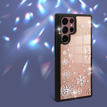 Samsung Galaxy S22全系列 軍規防摔鏡面水晶彩鑽手機殼-紛飛雪