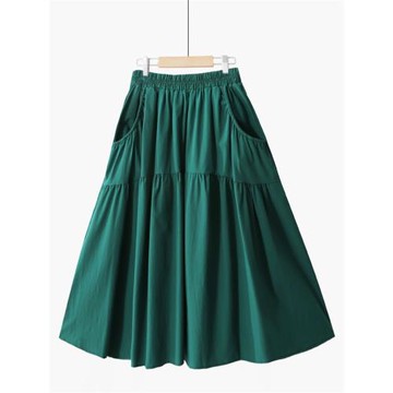 秋冬韓版小清新顯瘦大擺傘裙純色簡約口袋休閑學院風中長款半身裙