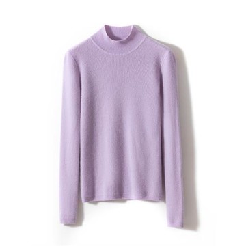 秋冬純色山羊絨半高領針織打底衫女修身顯瘦長袖套頭毛衣內搭簡約