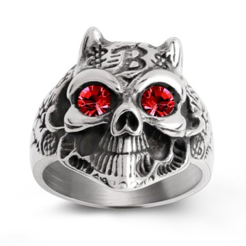 GIUMKA白鋼戒指個性中性戒 魔鬼面具 紅鋯款 單個價格